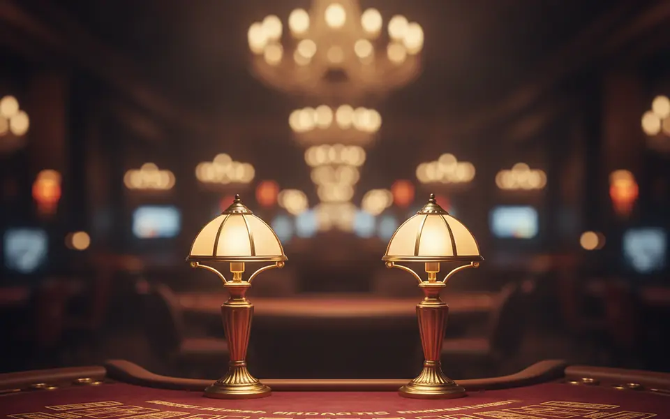 Studio live casino dengan meja beludru